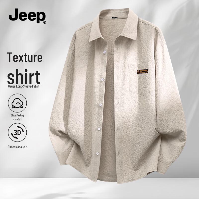 Jeep Men s Textured Triple-Proof Long Sleeve Shirt 4XL