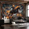 Horseman of Hell Wall Tapestry Aesthetic Wall Hanging Printed Fabric Blanket Decorative Tapestries for Bedroom Living Room Home Decor