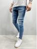 Petit De Français Men's Denim Jogger Pants, Distressed Jeans, Rider Jeans, Motorcycle Jeans, D-46 (L, Blue)