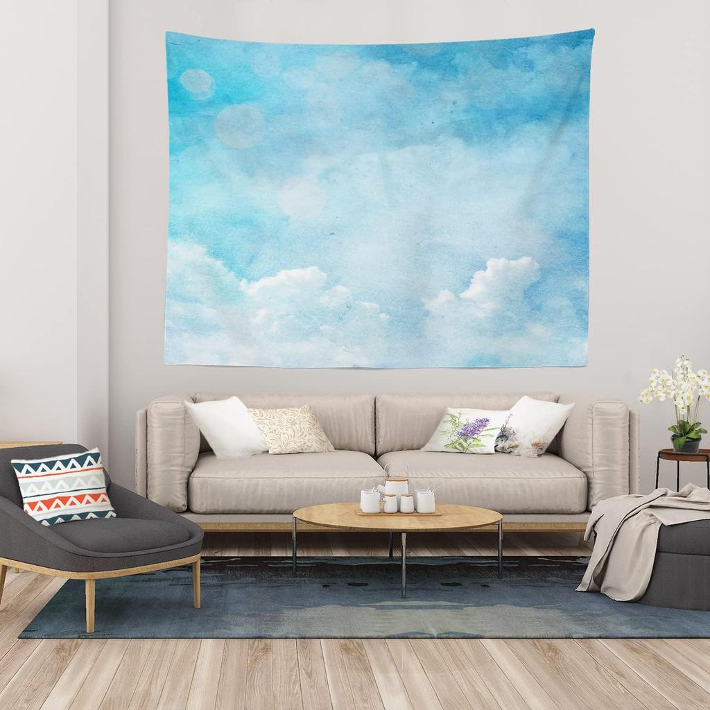 Northern Lights Wall Tapestry,View Over A Lake Green Storm Cloud Sky Wall Hanging Large Tapestry Decoration Polyester Fiber
