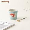 HOYIHM 111ml Flame Red Hand-painted Koi Fish Teacup Vintage Tea Bowl Cute Cup Tea-tasting Smelling Cup Jianzhan Master Cups Cafe