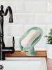 1PC Plastic Soap Holder, Leaf Shaped Soap Holder, Suction Cup, Flowing Soap Tray, Soap Box, Fashionable Soap Tray, Bathroom Soap