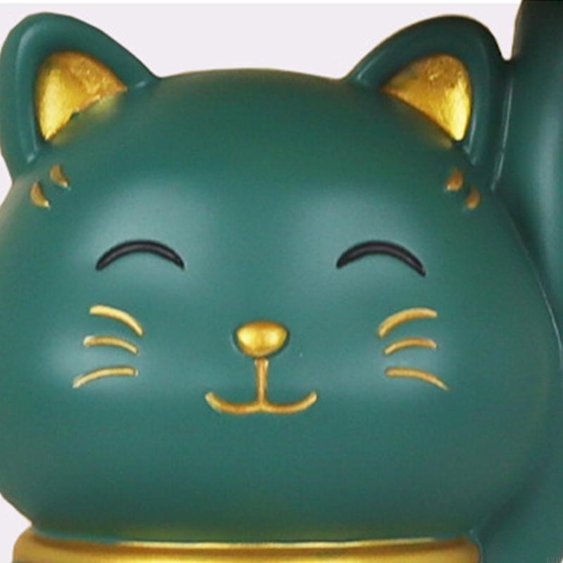 KX4B for Creative Fortune for Cat Statue with Storage for Key Tray Fruit Jewelry Snacks Candy Plate Shelf Resin Animal Figuri