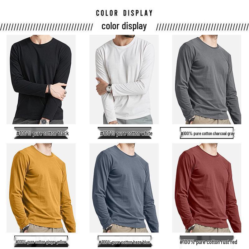 Men's Slim Fit Cotton Long Sleeve Base Layer Top for Autumn/Winter