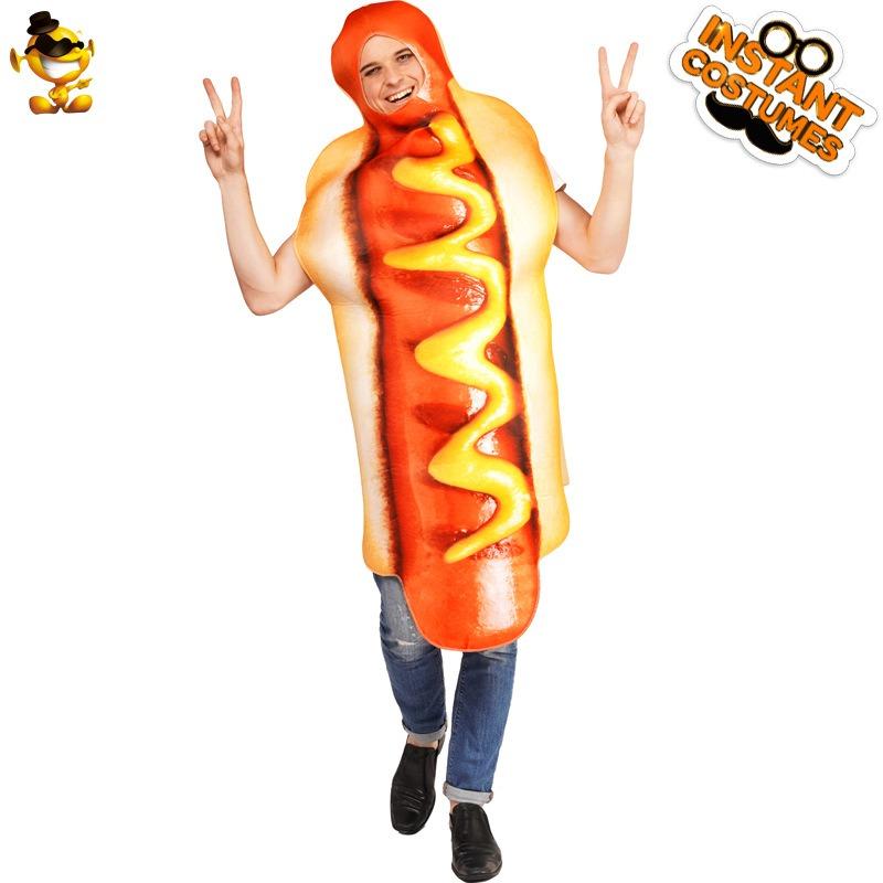 Halloween Adult Hot Dog Funny Onesie Hot Dog Cosplay Costume Stage Show Costume