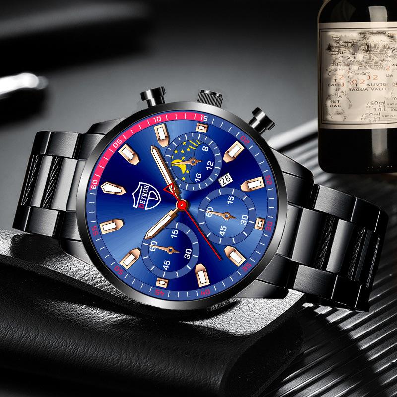 Stilvolle, einfache Uhr Herren Edelstahl Uhr Kalender Quarzuhr Herren personalisierte Casual Uhr