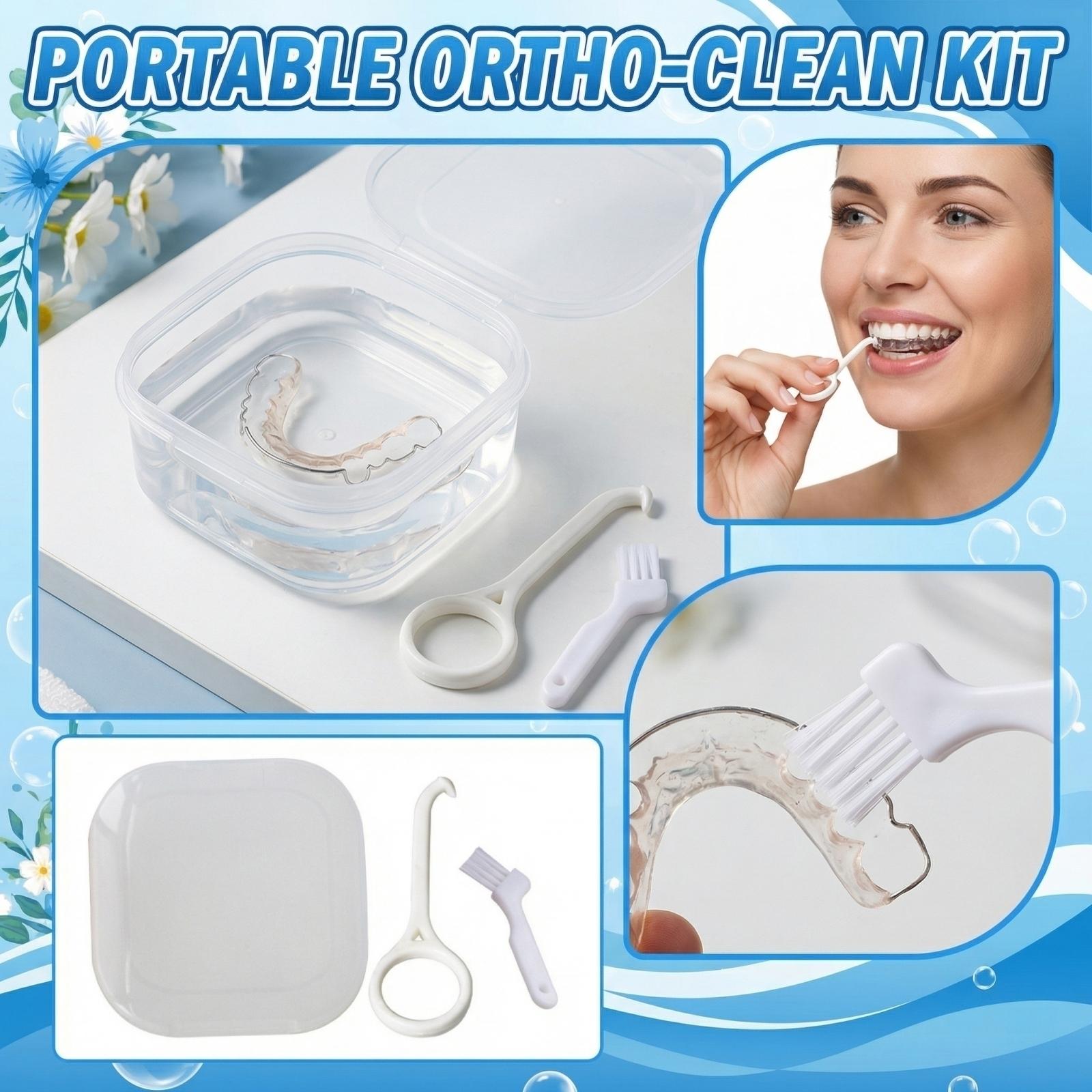 

Portable Braces Cleaning Box Denture Cleaner Portable Teeth Box One Size білий