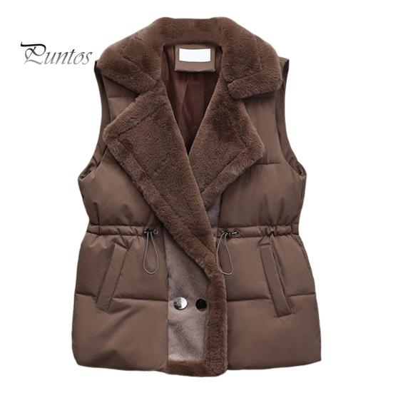 

Женская зимняя куртка с завязками на талии, отложным воротником, толстым плюшевым подкладом, без рукавов, с карманами, застежкой на пуговицы, уличный жилет M кофейный
