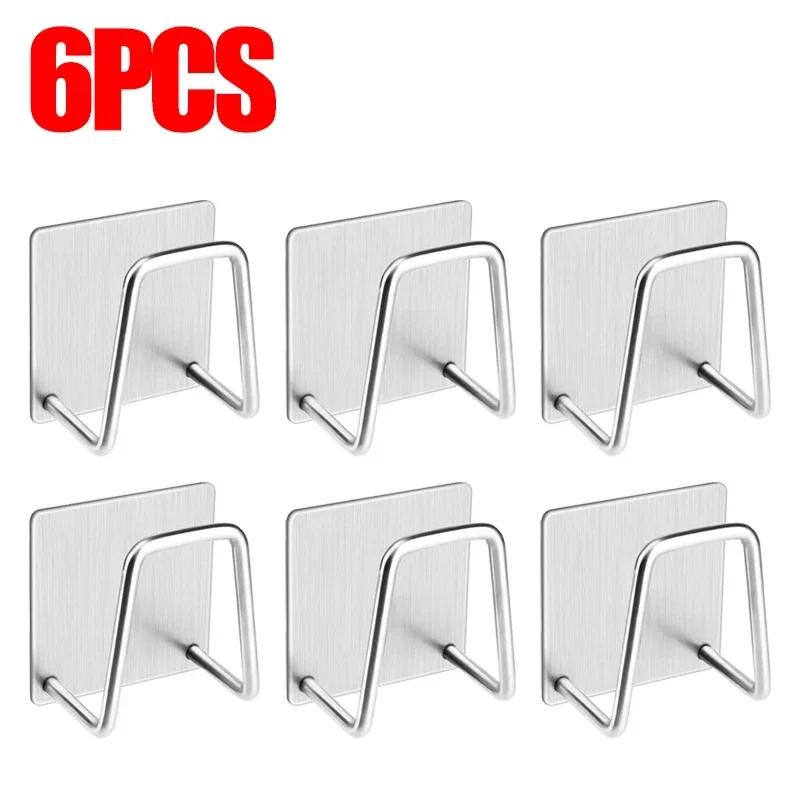 1/10pcs Kitchen Stainless Steel Sink Sponges Holder Self Adhesive Drain Drying Rack Shelf Household Wall Hooks Storage Organizer