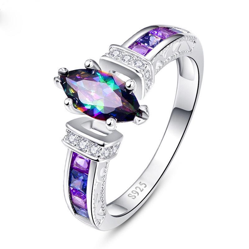 Семицветное кольцо из циркония - Модное и креативное дизайнерское кольцо, Лучшее украшение 6