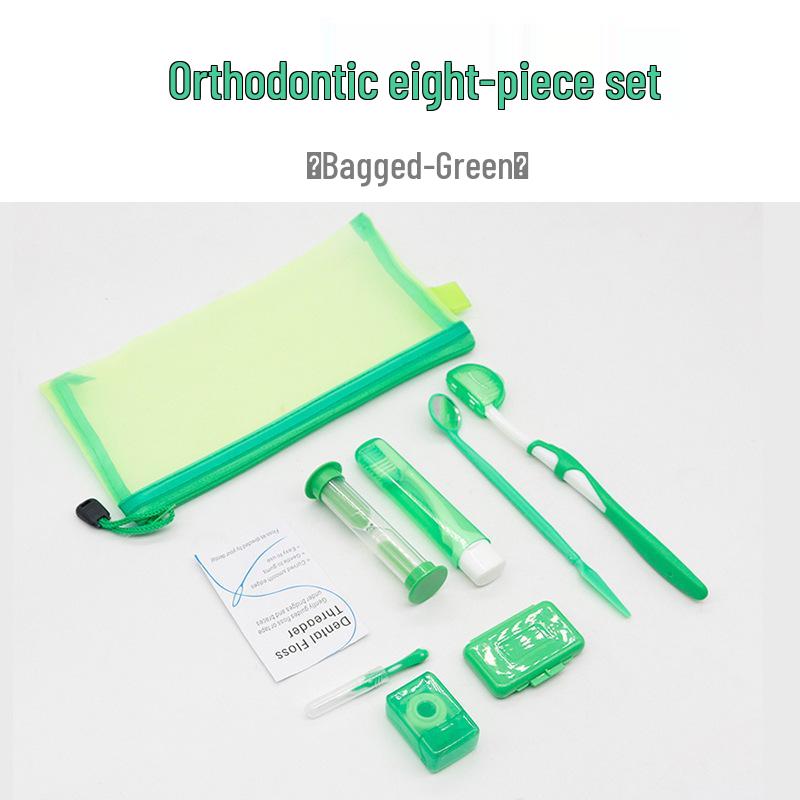 Orthodontic Care Kit: Wax, Interdental Brush, Floss, Mirror, 8-Piece Set
