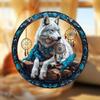 Wolf King Series Acrylic Catcher 8 "(20cm)Stained Glass Style Window Hanging, Outdoor and Interior Wall  Suitable for Living Room Bedroom Porch Garden