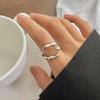 Fashion Silver Color Starfish Leaf Open Rings For Women Stainless Steel Metal Irregular Geometric Double Heart Ring Jewelry