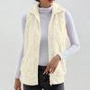 Women's Casual Fashion Sleeveless Vest Stand Collar Zipper Pockets Solid Color Plush Vest