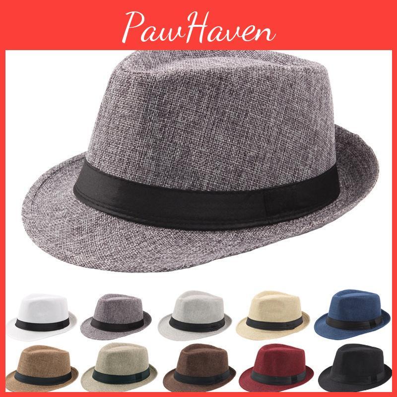 Hat Women Fedora Unisex Men Trilby Wide Brim Straw Cap Summer Beach Sun Hat