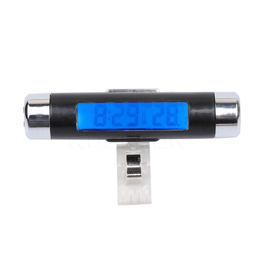 Car Clock LED Digital Display 2 IN 1 Thermometer Time Clock Clip-on Automotive Electronic Portable Car Interior Accessories