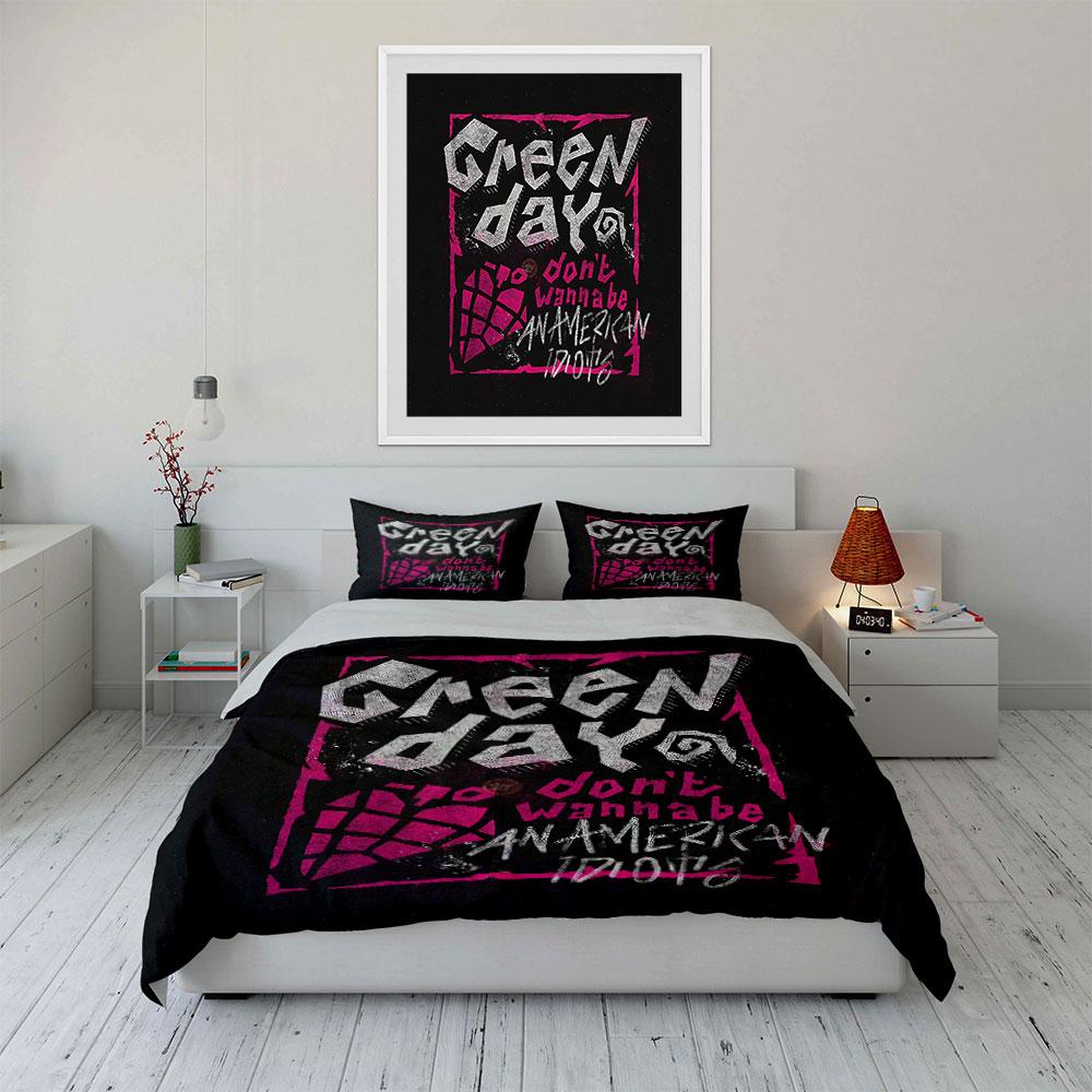 Green Day American Idiots Set Bedding Duvet Cover Set Duvet Cover Pillowcases  (1*Duvet Cover 2*Pillowcases, without duvet insert)