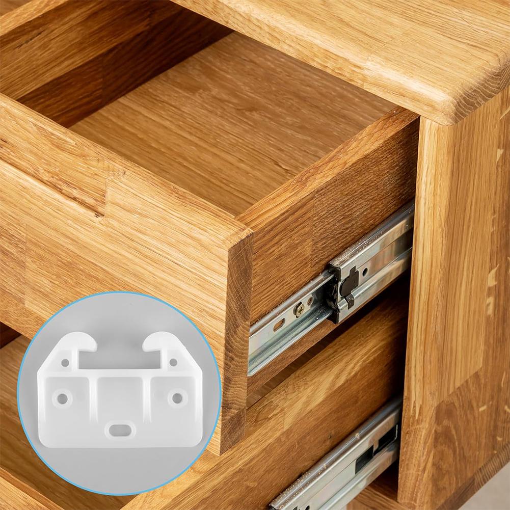 10 PCS Plastic Drawer Guide Plastic Drawer Replacement Parts Bottom Mount White Dresser 2.28 X 1.61 X 0.28 Inches