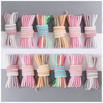1Pair Colorful Round Shoelaces Rainbow Cotton Shoelace Running Sneakers Laces 80/100/120/140/160CM Shoe Laces Shoes Accessories