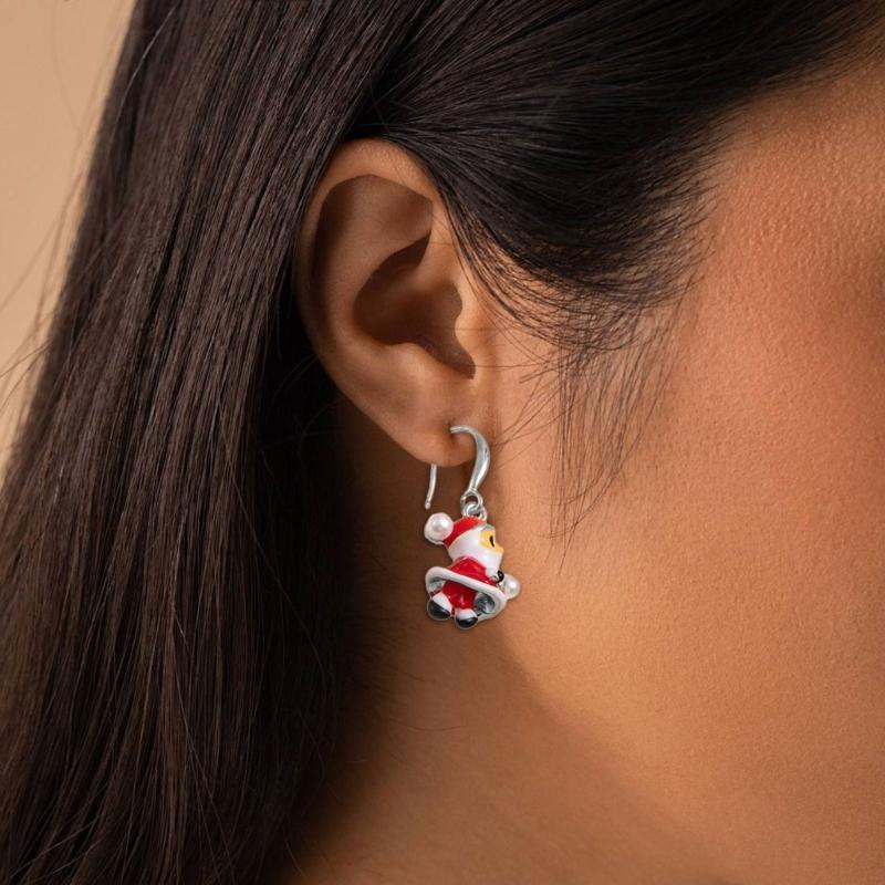 Festive Cartoon Santa Claus Stud Earrings Allergy Resistant Alloy Christmas Accessories For Kids Adults