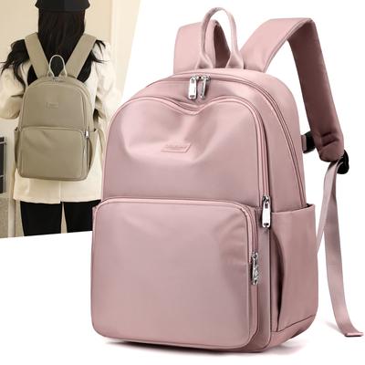 Zaino da donna di grande capacità, borsa da viaggio in nylon, borsa da scuola per studenti, tinta unita