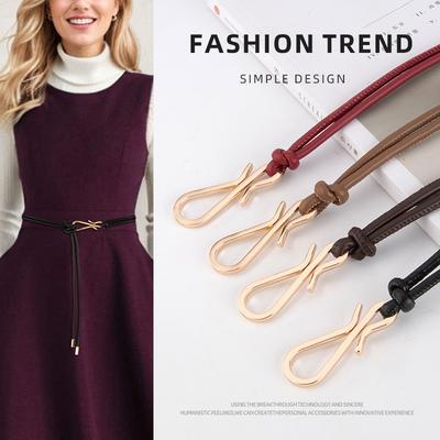 Alloy Buckle Knotted Waist Rope Women With Coat Decorative Body Chain Belt Women