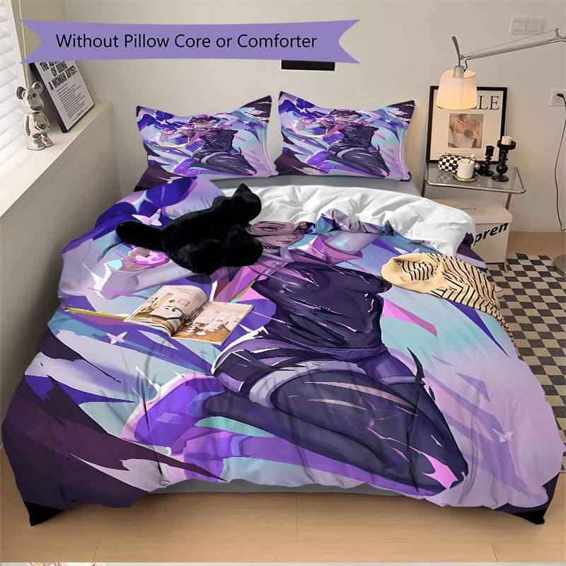 3pcs Valorant Bedding Set-Perfect for Bedroom, Guest Room, Living Room, Hotels | Ideal Gift for Fans, Travelers, Daily Use | Festive Decorat