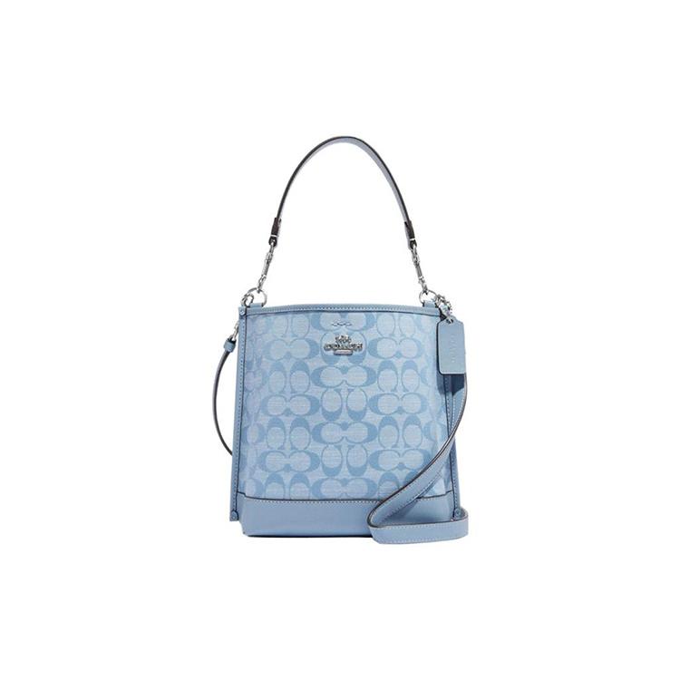 

Новая сумка-ведро COACH Mollie из коровьей кожи с текстилем, Сумка-тоут, Сумка на плечо, Сумка кроссбоди, Трубы Женская светло-голубая CH230-SVM6A 20.6*10.4*21.6CM
