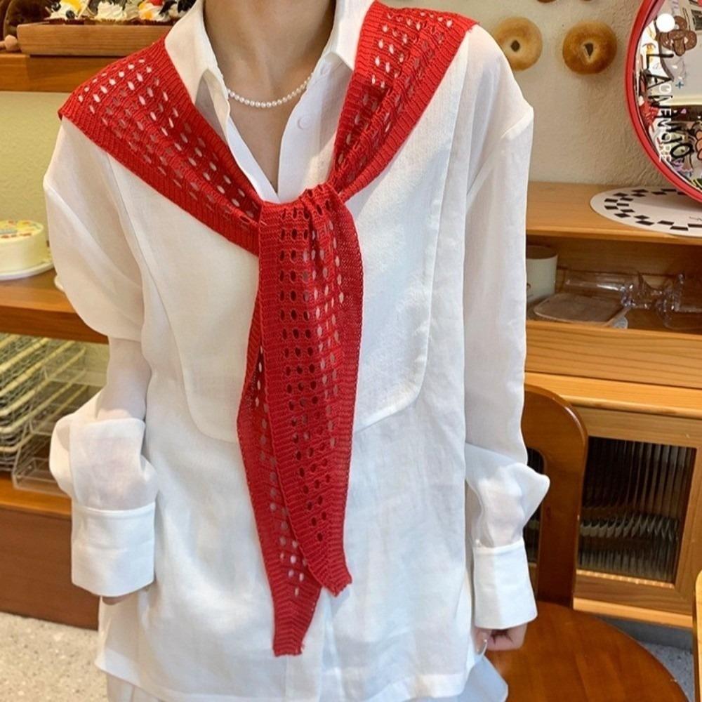 Cape Fake Collar White Hip Scarf Elegant Knitted Shawl  Daily