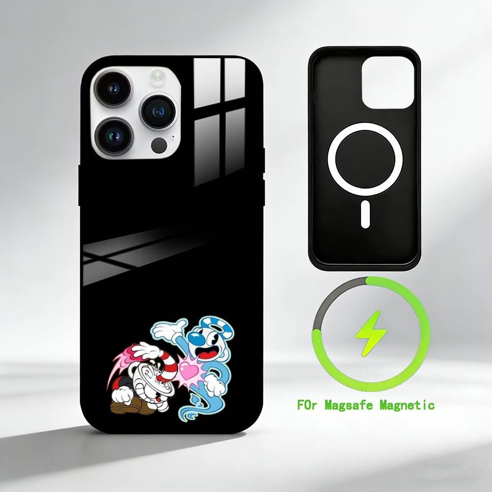 C-Cuphead Phone Case For iPhone 17 16 15 14 13 12 Pro Max Plus for Mirror Wireless Magnetic Cover