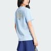 Adidas Originals Letter Print Vintage Soft Crew Neck Short Sleeve T-Shirt Women T-Shirts Sky-Blue IT9831