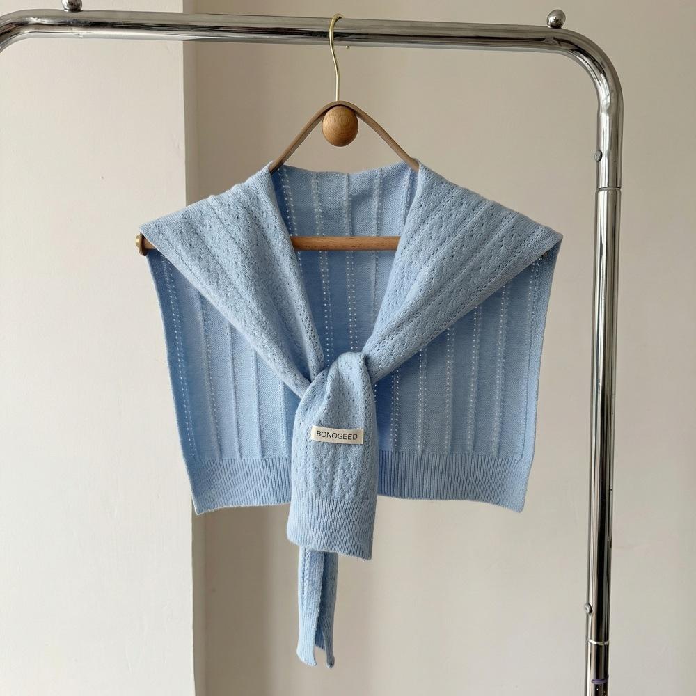 Spring and Autumn new outer shawl Japanese hollow solid color knitted vest versatile knitted vest air conditioner outer women baby голубой