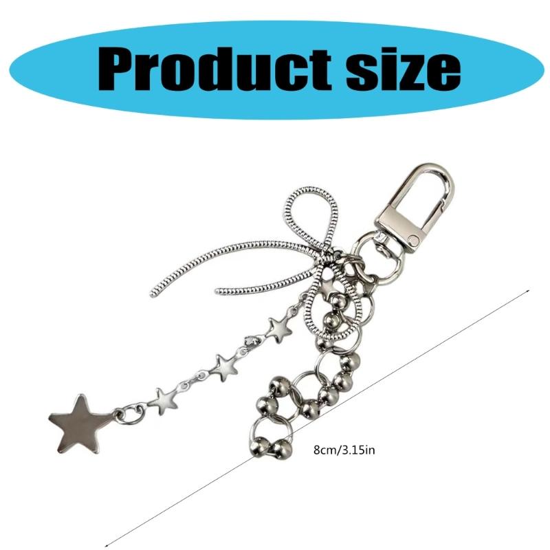 Star Bowknot Pendant Keychain Stylish Phone Chain Fashionable Keyring Bag Decoration Unique Gift for Women Girls