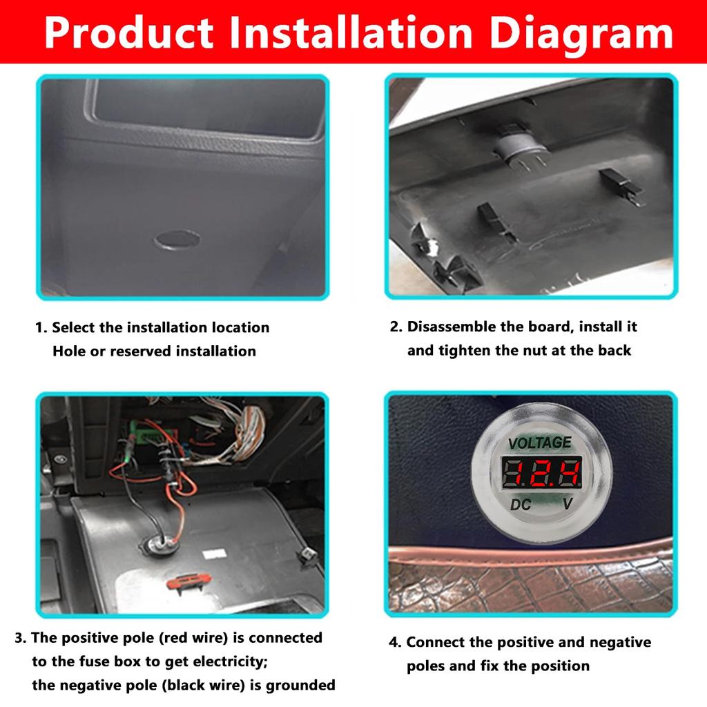 Voltmetru auto mini rotund impermeabil DC 6-35V afișaj digital tensiune metru LED panou voltmetru digital tester afișaj voltmetru