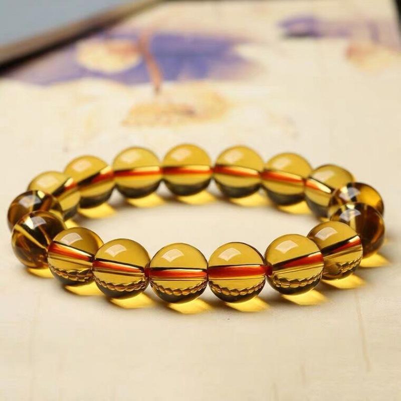 Brazilian Artificial Citrine Bracelet for Women, Golden and Transparent, Suitable for Both Men and Women, a Fashionable Gift for Couples