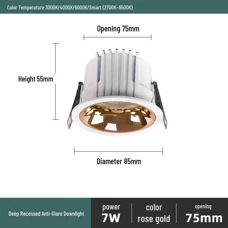 Nufeng Anti-Glare Rechargeable LED Recessed Downlight
