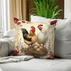 Retro Farmhouse Rooster Cushion Covers 18X18Inch Couch Throw Pillow Case For Car Pillowcase Living Room Christmas Decoration