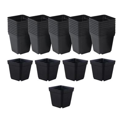 50x Nursery Pots Flower Planter Plastic Square Decoration Black Seed Starting Pot for Garden Room Window Sill Office Table
