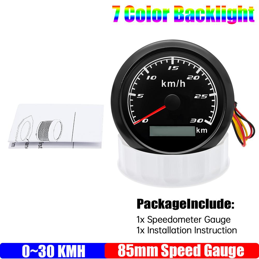 ZMFJH 30KMH-300KMH 85mm Analog Pulse Speedometer Gauge 7 Color Light Speed Meter Pulse Signal Speedometer Car Boat Yacht 12V24V