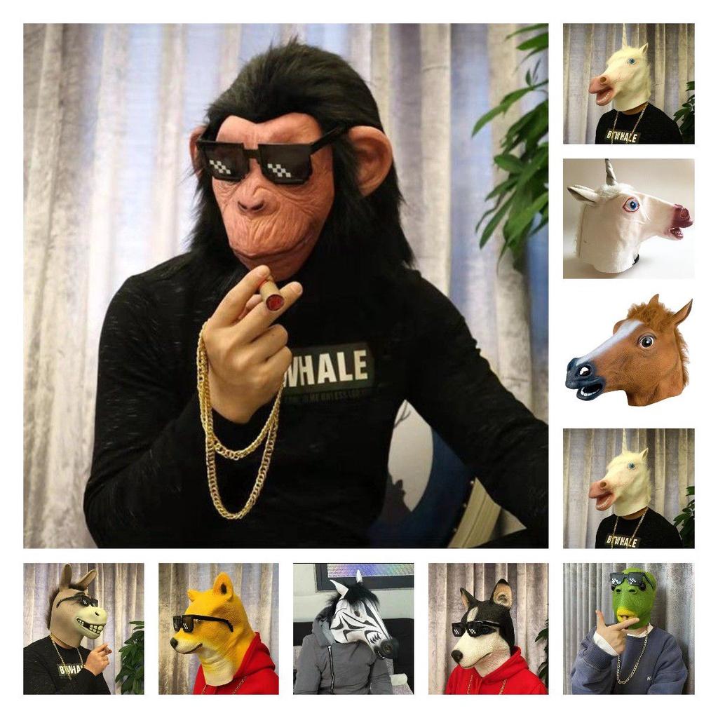Horse Head Mask Halloween Animal Rubber Party Cosplay Costume  Accessory Adult