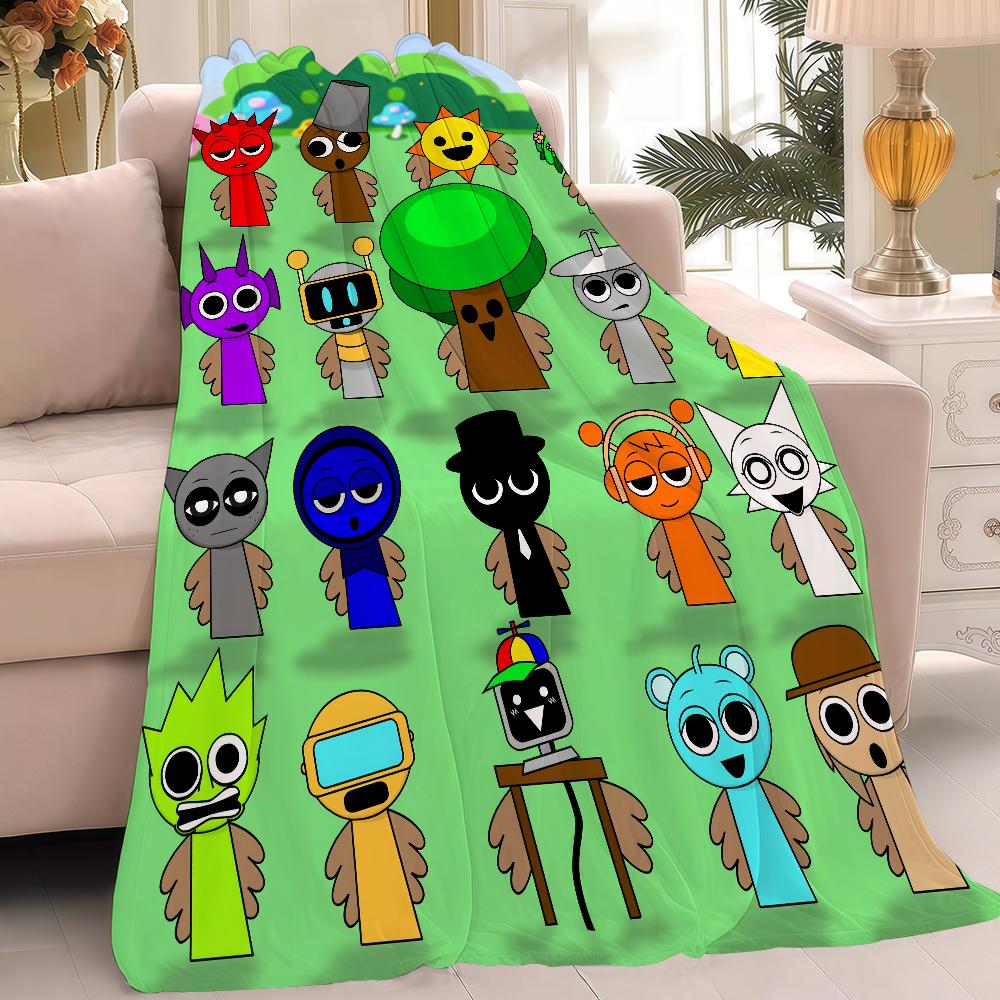 Cartoon Sprunki Game Blanket Warm Soft Suitable For Bedroom Sofa Bed Living Room Office Travel Camping Gifts