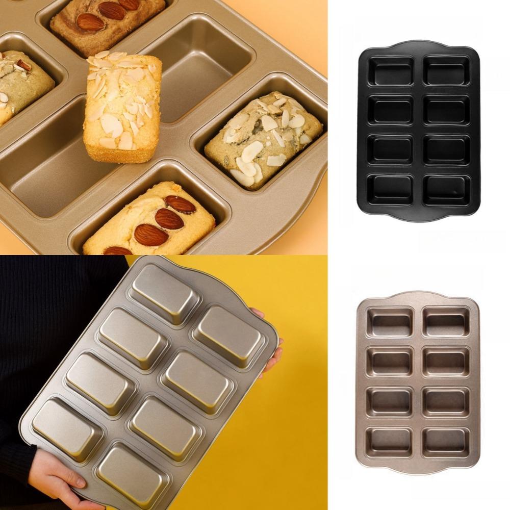 8-Cavity Mini Loaf Pans Carbon Steel Baking Mold Reusable Brownie Pan  Kitchen Accessories