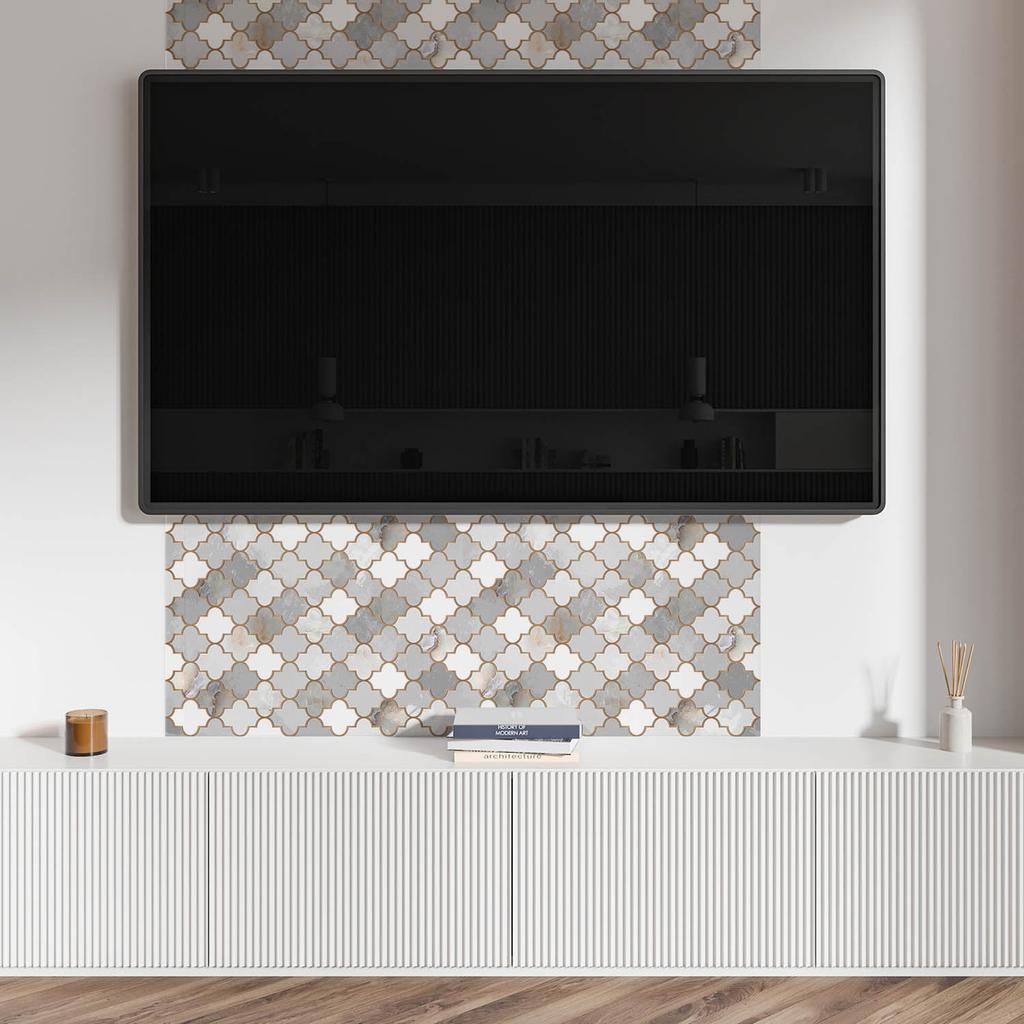 Dekoracja Winylowa Z Nadrukiem Do Montażu Bez Narzędzi 120X60 Cm Wzór Mozaiki Z Kształtami