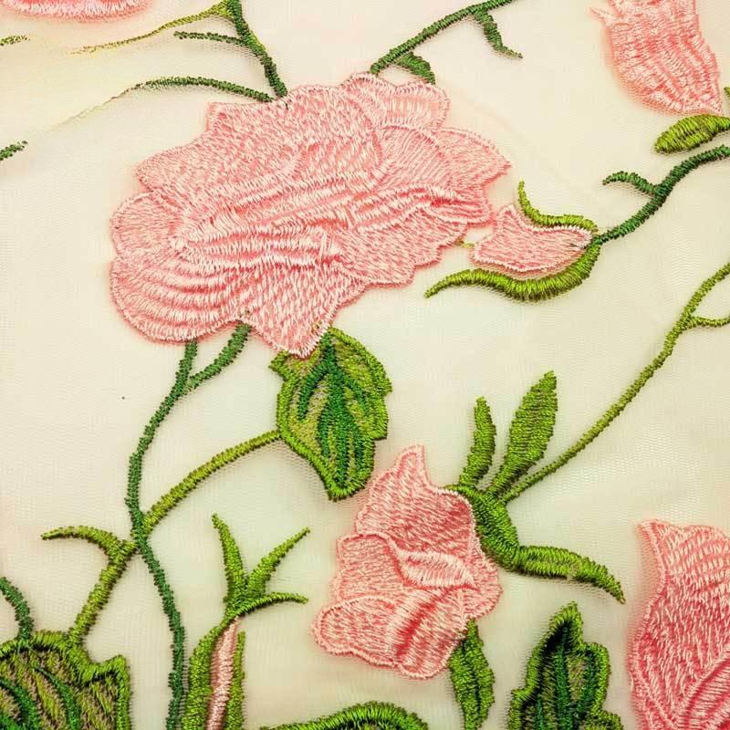 Polyester Light Silk Three-Color Embroidery Fabric, Water-Soluble Lace Full-Width Accessories, Colorful Heavy Industry Dyed Embroidery Cloth