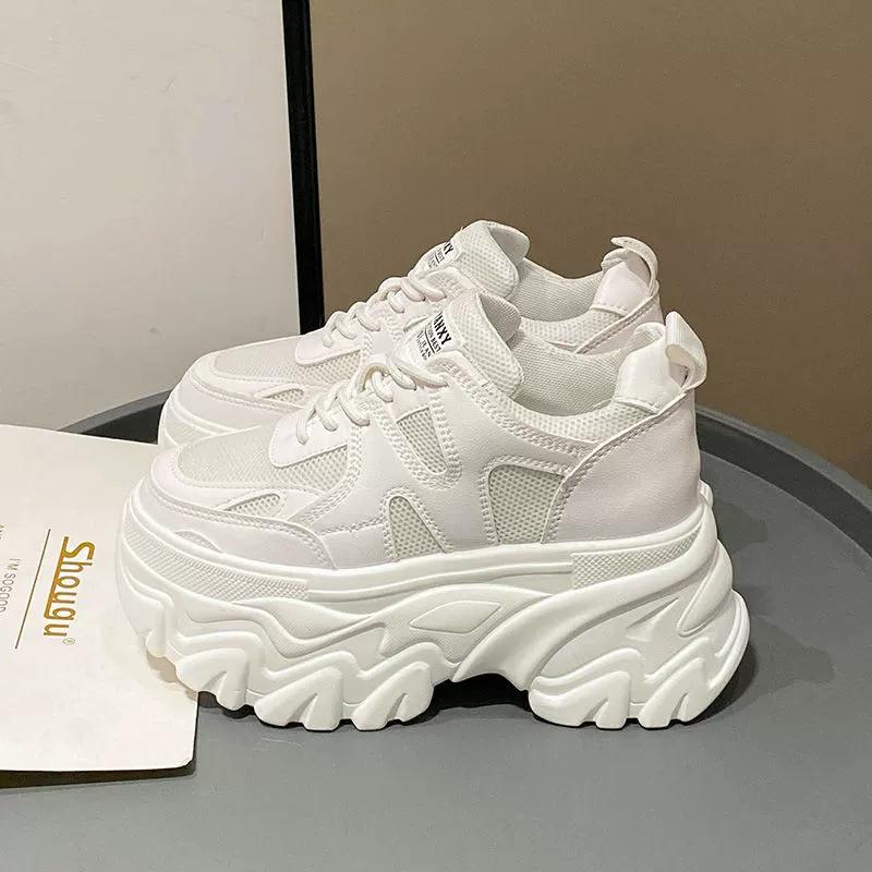 

Trendy New Spring Summer Women s Shoes High Heel Increased Thick Bottom Flats White Casual Shoes Loafers 39