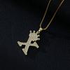 Fashion High-End Crown Letter Necklace Women'S Zircon Pendant Niche Stainless Steel Hip-Hop Pendant Accessories