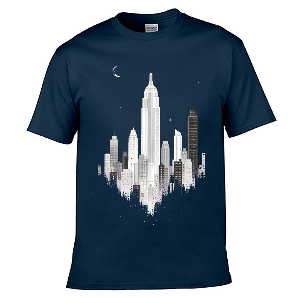 Minimalist Monochrome City Skyline I Street Distressed Washed Loose Simple Tee