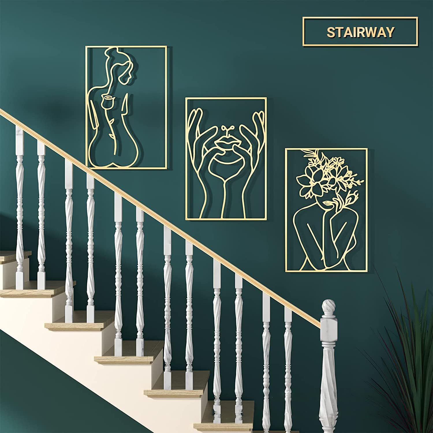 

DoMyfit 3 шт. Металлический настенный декор Минималистичный абстрактный принт Декор Рисунок линией Домашнее настенное искусство для гостиной спальни