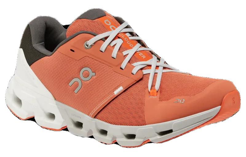 On Cloudflyer 4 Amorti Bas Chaussures de Course Homme Orange Blanc 71.98396