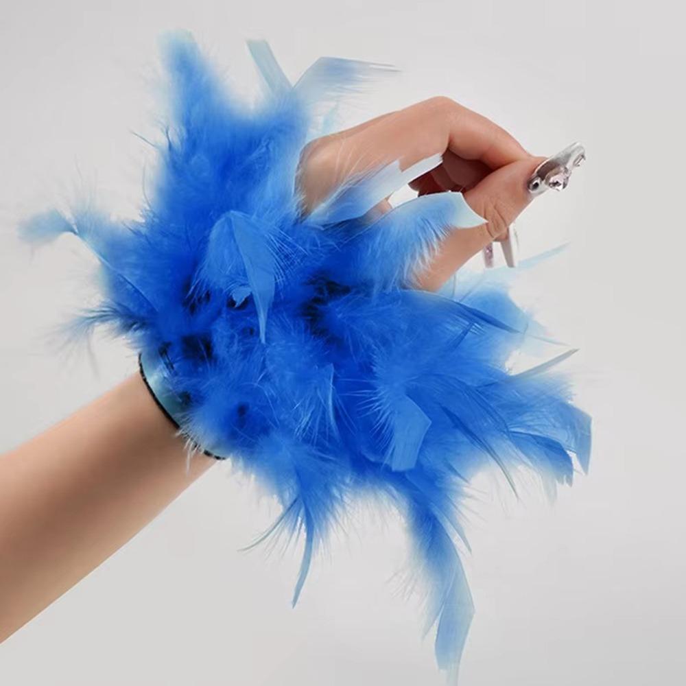 Removable Plush Wrist Cuffs Feathers Nail Ornament Wristband Sexy Bracelet Sleeves  Nail Decor